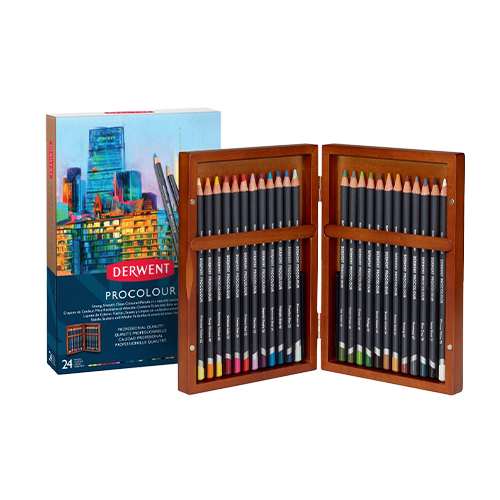 Derwent Procolour Pencils Wooden Box Set of